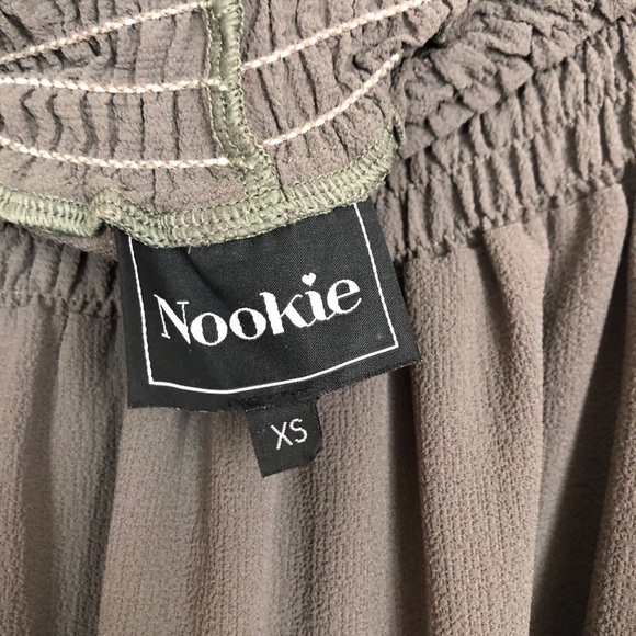 Nookie Mykonos Off the Shoulder Frill Mini Dress Khaki Olive Green Size XS - Picture 8 of 10
